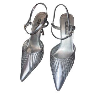 Ann Marino silver metallic and nude mesh size 7 1/2